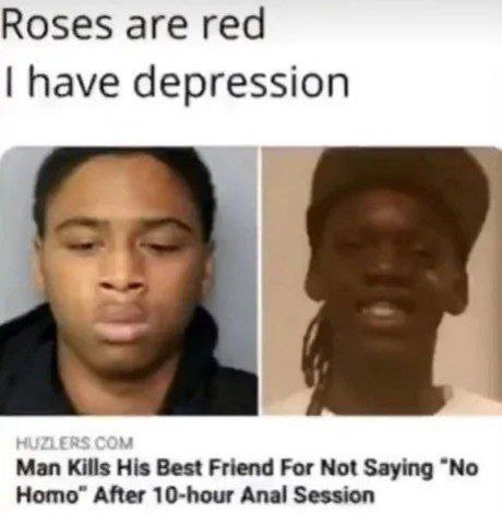 Roses are red have depression Man Kills His Best Friend For Not Saying “No Homo” After 10-hour Anal Session