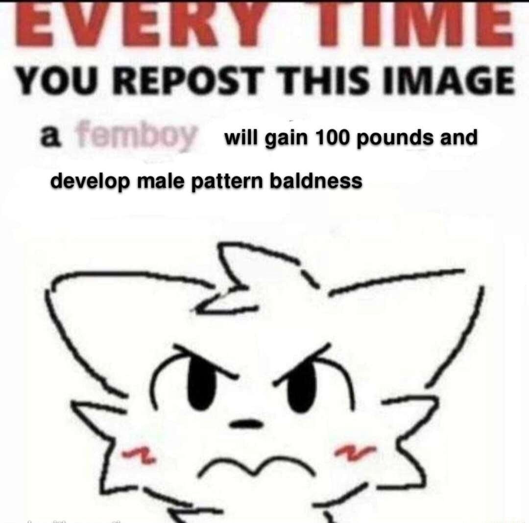 EVERY YOU REPOST THIS IMAGE a will gain 100 pounds and develop male pattern baldness