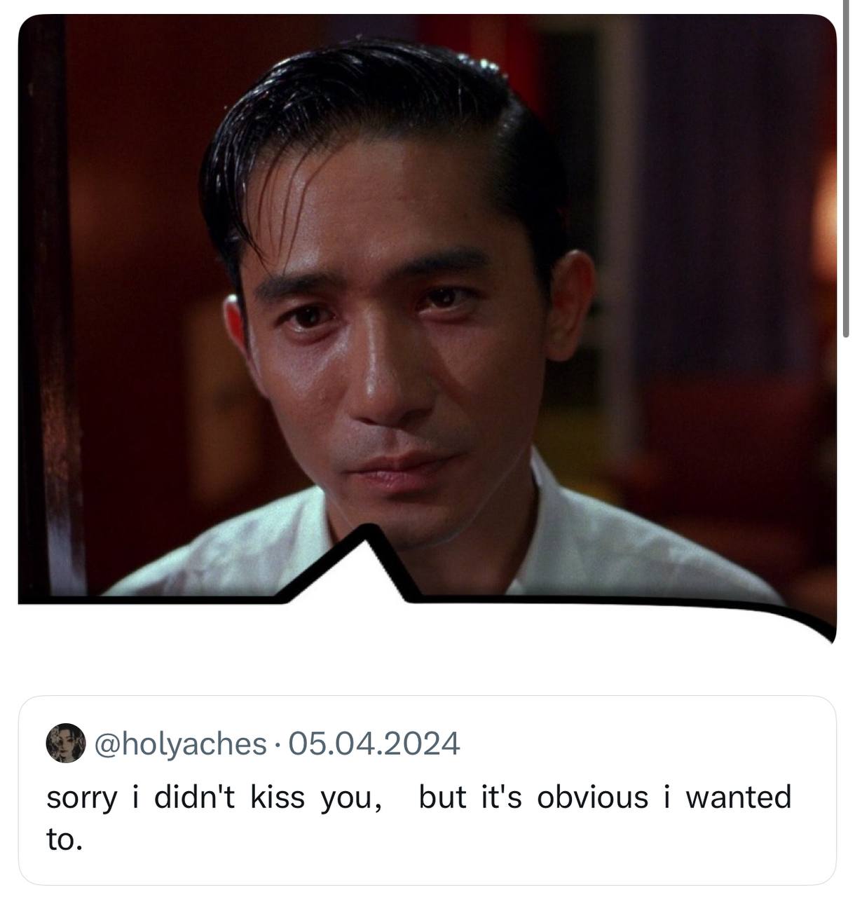 @holyaches 05.04.2024 sorry i didn't kiss you, but it's obvious i wanted to.