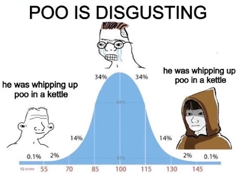 POO IS DISGUSTING 34% was whipping up he was whipping up poo in a kettle poo in a kettle 14% 14% 0.1% 2% 2% 0.1% 55 70 85 100 115 130 145