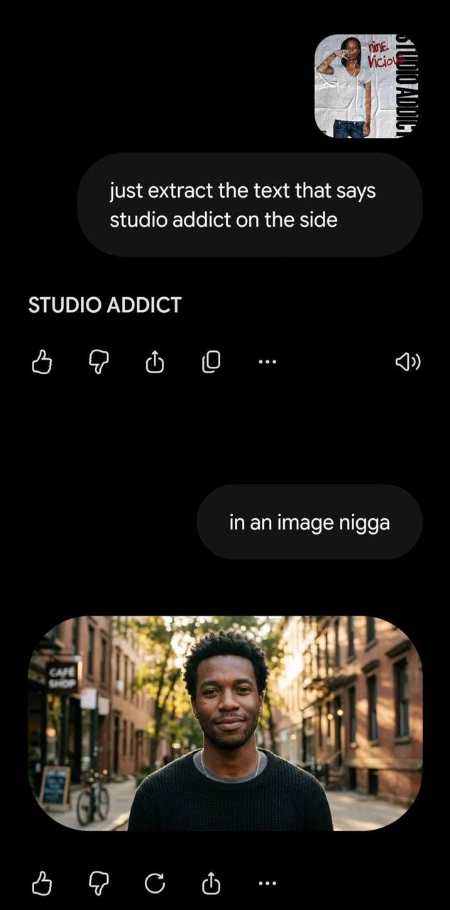 just extract the text that says studio addict on the side STUDIO ADDICT о in image nigga с