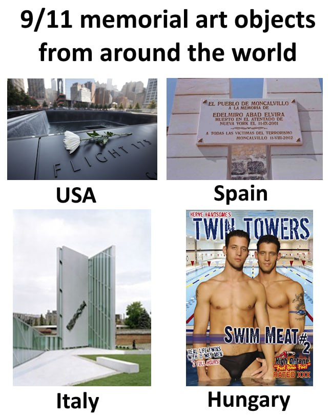 9/11 memorial art objects trom around the world USA Spain ERS, 2 i Italy Hungary
