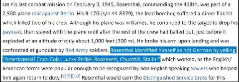 nis last combat mission on February 3, 1945, Rosenthal, commanding the was part of a 2,500-plane raid against Berlin. His 44-8379), the lead bomber, suffered a direct flak hit which killed two of his 
