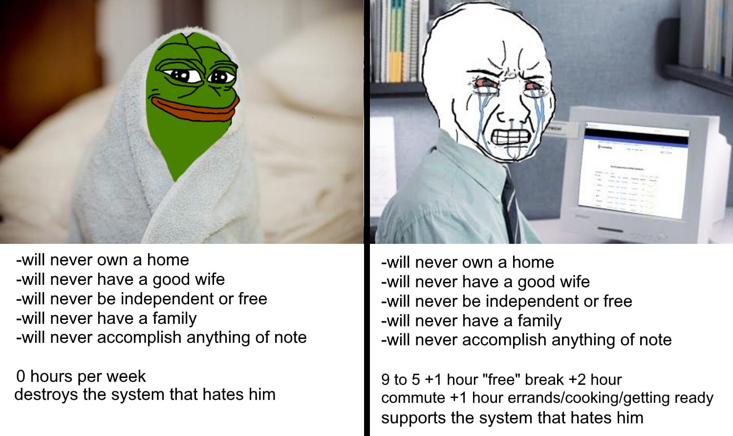 4 aN 7 -will never own a home -will never own a home never have a good wife -will never have a good wife never be independent or free -will never be independent or free -willnever have -will never hav