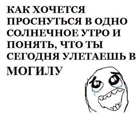 КАК ХОЧЕТСЯ ПРОСНУТЬСЯ В ОДНО СОЛНЕЧНОЕ УТРО И ПОНЯТЬ, ЧТО ТЫ СЕГОДНЯ УЛЕТАЕШЬ В МОГИЛУ
