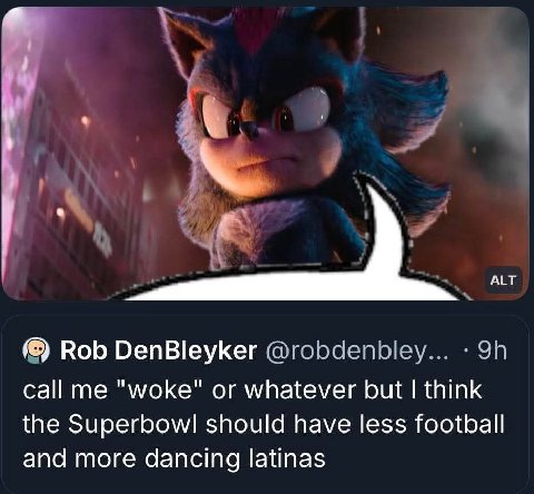 ALT Rob DenBleyker @robdenbley... call me "woke" or whatever but think the Superbowl should have less football and more dancing latinas