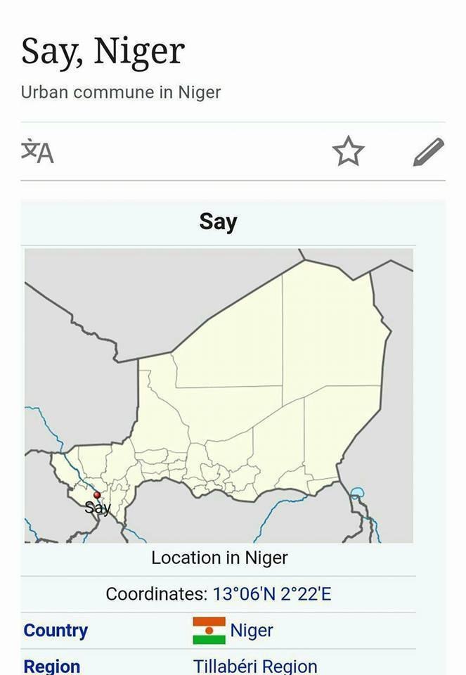 say, Niger Urban commune in Niger Зау Location in Niger Coordinates: Country Niger Region Tillabéri Region