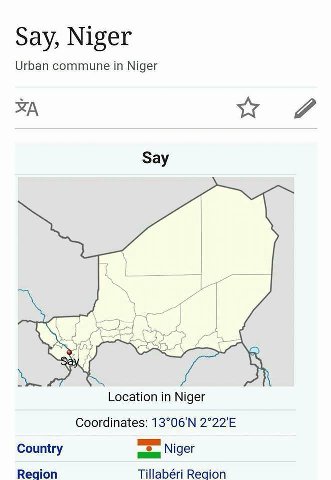 say, Niger Urban commune in Niger Зау Location in Niger Coordinates: Country Niger Region Tillabéri Region