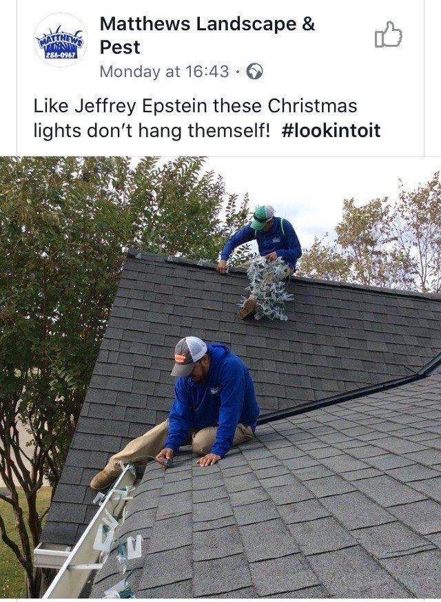 Matthews Landscape 0) рез Monday at 16:43 Like Jeffrey Epstein these Christmas Hams don’t hang themself! #lookintoit The 14