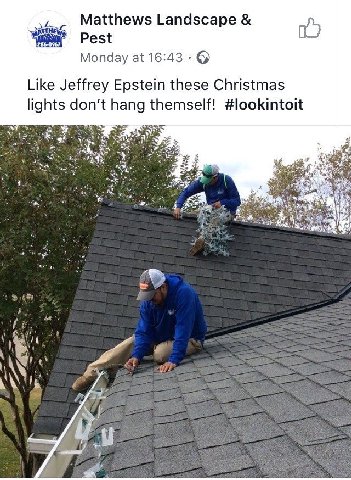 Matthews Landscape 0) рез Monday at 16:43 Like Jeffrey Epstein these Christmas Hams don’t hang themself! #lookintoit The 14