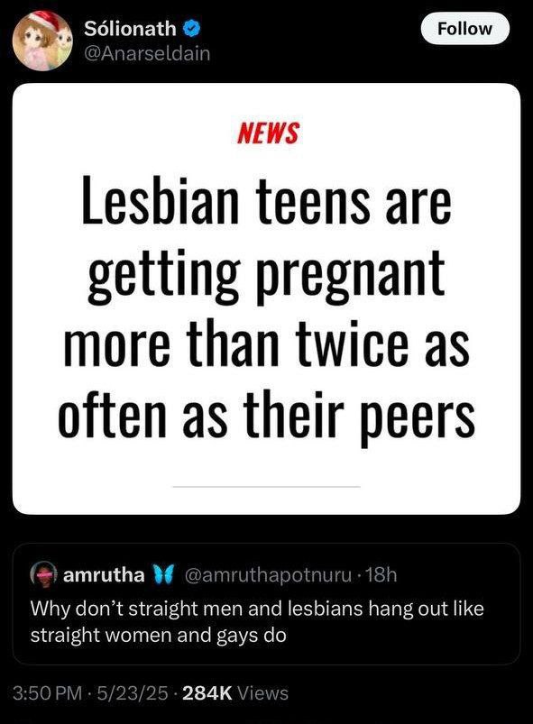 И NEWS Lesbian teens are setting pregnant more than twice as often as their peers amrutha Why don’t strai men and lesbians out lik straight women and gays