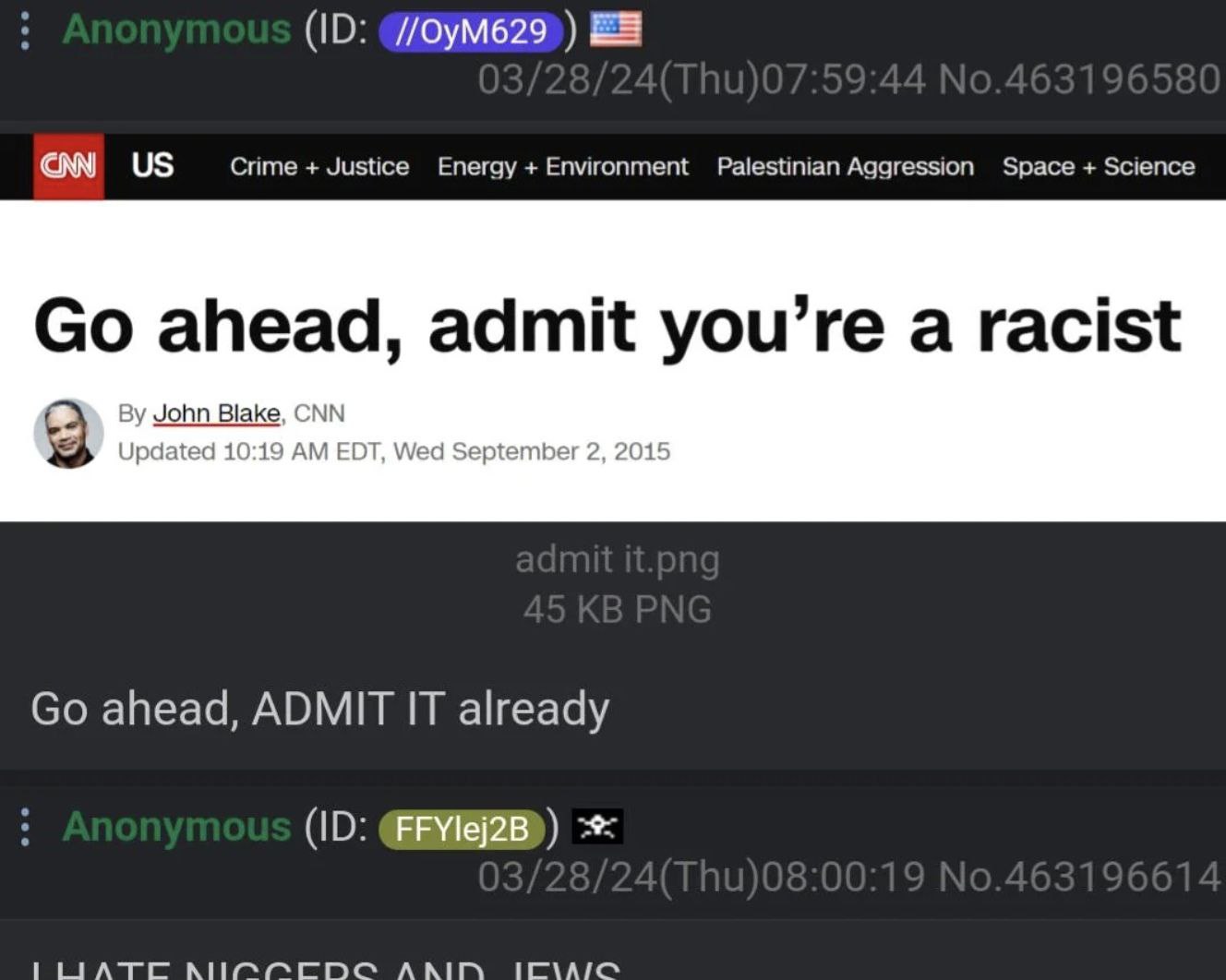 CAN Crime Justice Energy Environment Palestinian Aggression Space Science 5 ahead, admit you’re a racist John Blake, CNN Updated 10:19 EDT, Wed September 2, 2015 ahead, ADMIT IT already AAITY