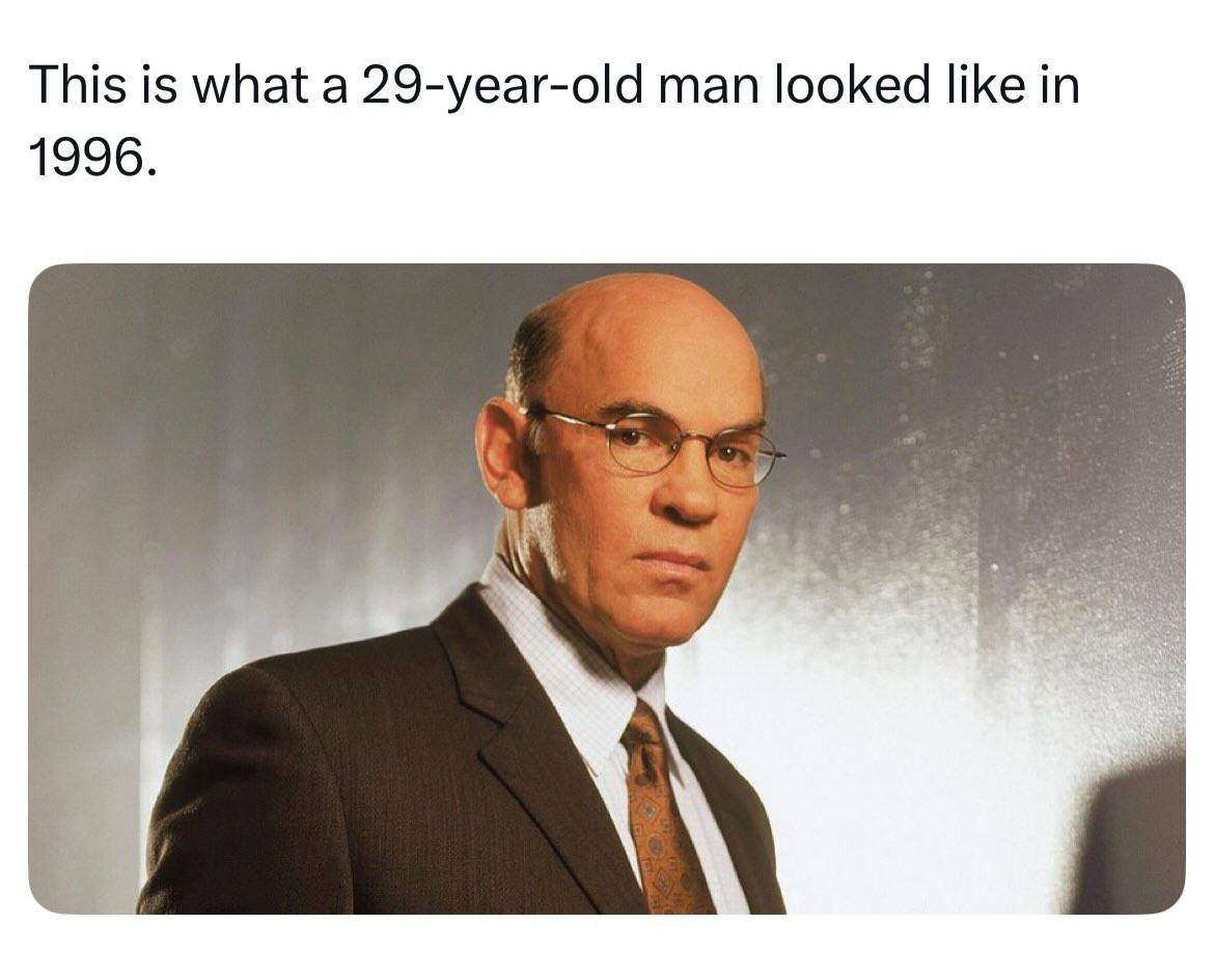 This is what a 29-year-old man looked like in 1996,