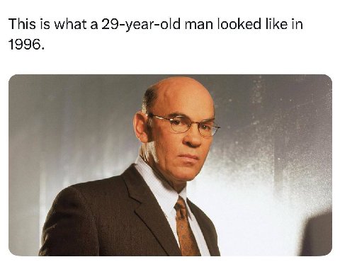 This is what a 29-year-old man looked like in 1996,
