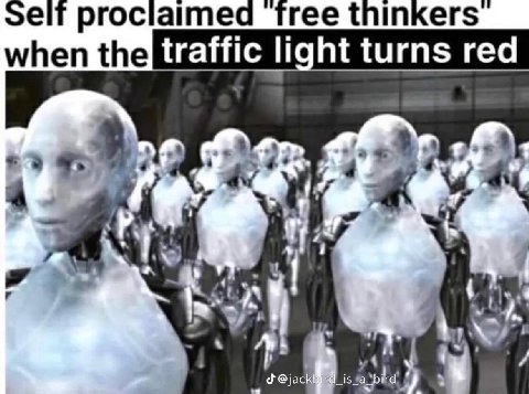prociaimec ree thinkers traffic light turns red