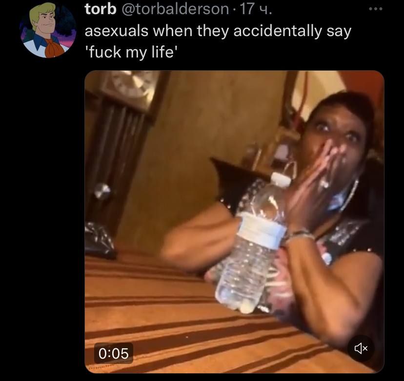 torb @torbalderson: 17 asexuals when they accidentally say fuck my