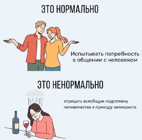 ЭТО НОРМАЛЬНО Испытывать потребность В общении с человеком ЭТО НЕНОРМАЛЬНО отрицать всеобщую подготовку человечества к приходу антихриста 1