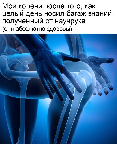 Мои колени после того, как целый день носил багаж знаний, полученный от научрука (они абсолютно здоровы)