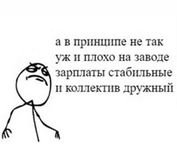 а в принципе не так и плохо на заводе зарплаты стабильные и коллектив дружный
