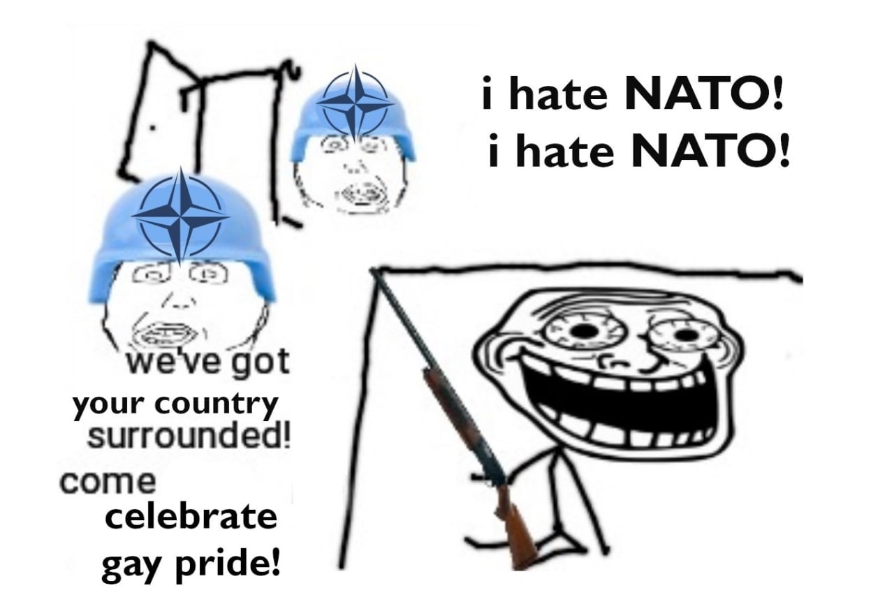 i hate NATO! i hate NATO! weve got your country come gay pride!