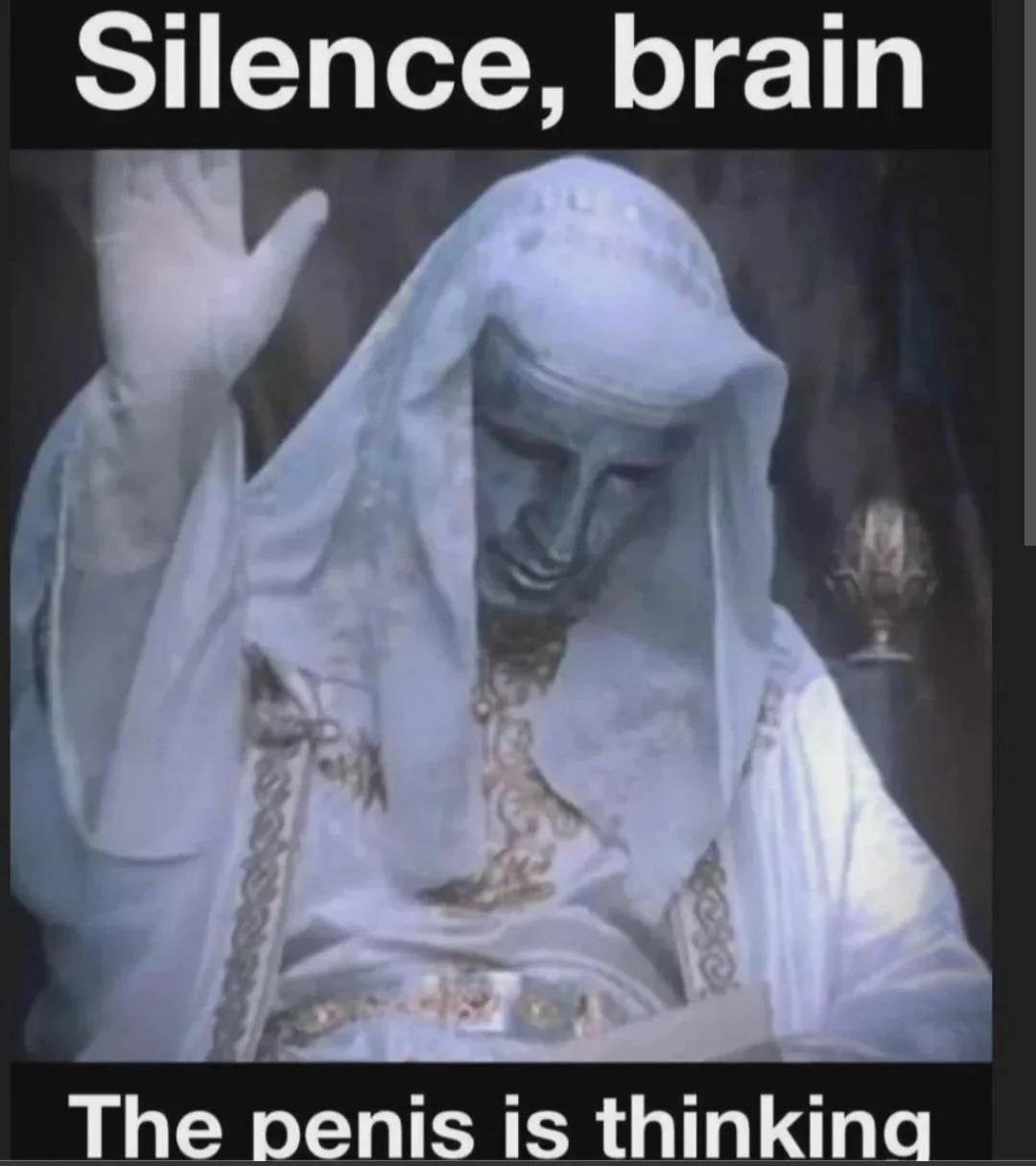 Silence, brain The penis is thinkinc