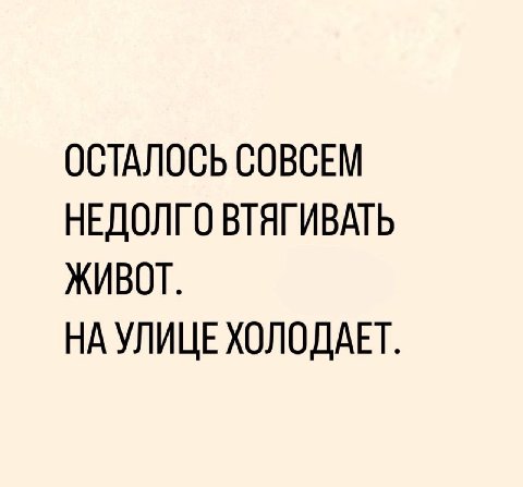 ОСТАЛОСЬ СОВСЕМ НЕДОЛГО ВТЯГИВАТЬ ЖИВОТ. НА УЛИЦЕ ХОЛОДАЕТ.