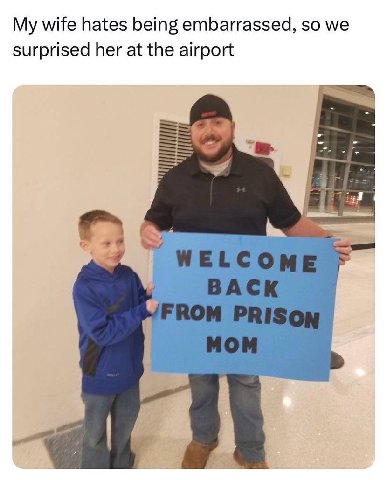 wife hates being embarrassed, so we surprised her at the airport