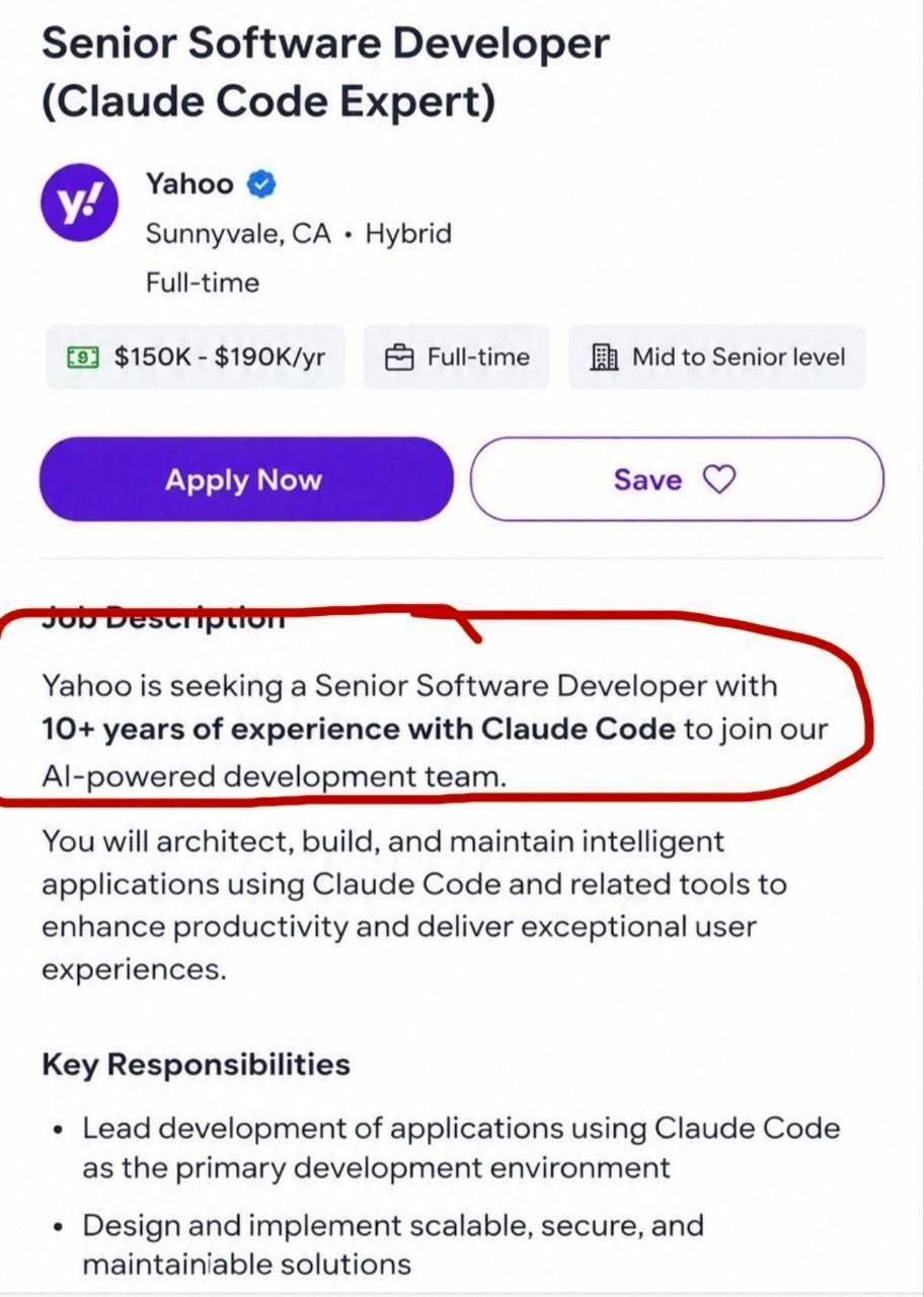Senior Software Developer (Claude Code Expert) Yahoo Sunnyvale, Hybrid Full-time $190K/yr Full-time Mid to Senior level Save Yahoo is seeking a Senior Software Developer with 10+ years of experience w