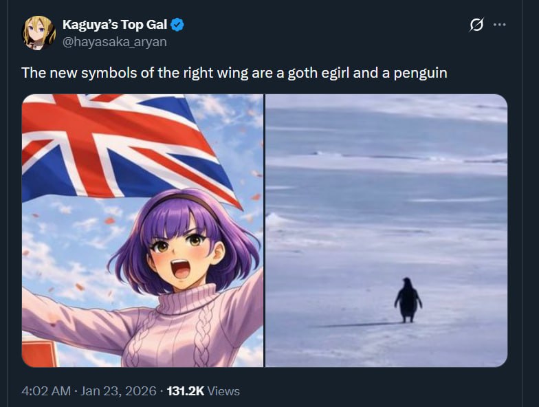 Kaguya’s Тор Gal The new symbols of the right wing are a goth её! and a penguin a 131.2К