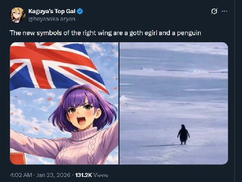 Kaguya’s Тор Gal The new symbols of the right wing are a goth её! and a penguin a 131.2К