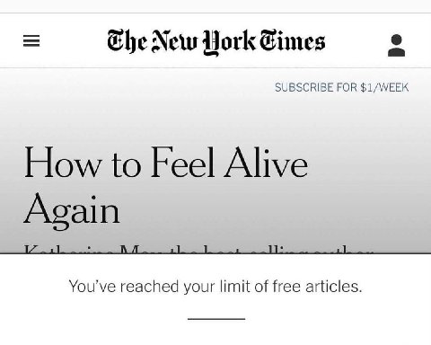 Ehe New SUBSCRIBE FOR $1/WEEK How to Feel Alive Again и: 1 reached your limit of free articles.