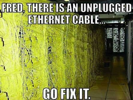 IS AN UNPLUGGED ETHERNET CABLE у