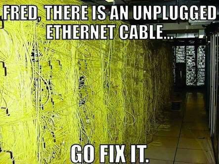 IS AN UNPLUGGED ETHERNET CABLE у