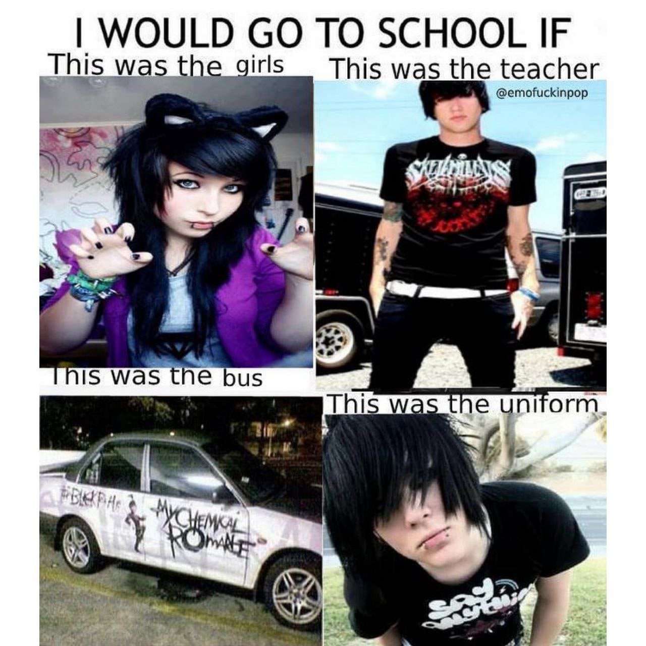 WOULD TO SCHOOL IF was the girls This was the teacher @emofuckinpop a= 2] IS Was the bus Thi A uniform 4