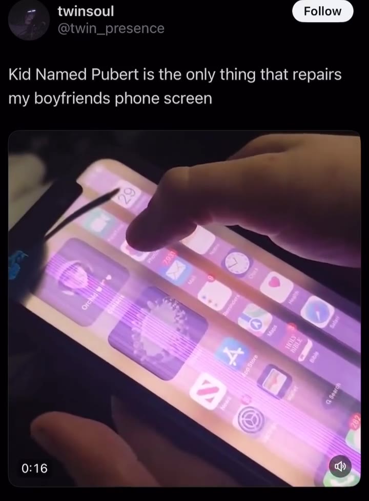 Kid Named Pubert is the only thing that repairs my boyfriends phone screen