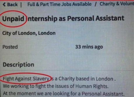 Back Full Part Time Jobs Available Charity Unpaid )nternship as Personal Assistant City of London, London Posted 33 mins ago Description Fight Against Slave a Charity based in London. We working to fi