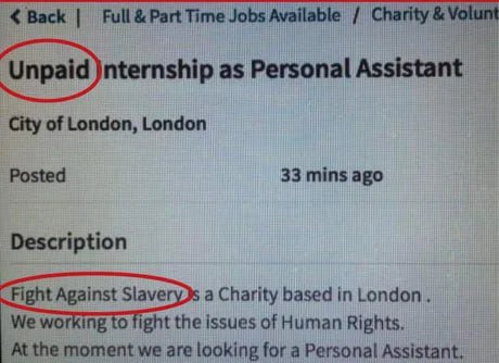 Back Full Part Time Jobs Available Charity Unpaid )nternship as Personal Assistant City of London, London Posted 33 mins ago Description Fight Against Slave a Charity based in London. We working to fi
