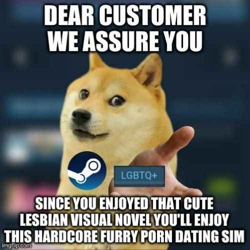 DEAR CUSTOMER WE ASSURE YOU SINCE YOU ENJOYED THAT CUTE LESBIAN VISUAL NOVEL YOU'LL ENJOY THIS HARDCORE FURRY PORN DATING SIM