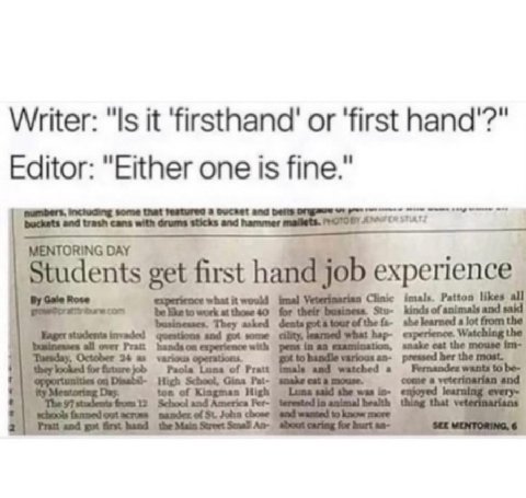 Writer: “Is it or ‘first Папа"?" Editor: "Either one is fine." and