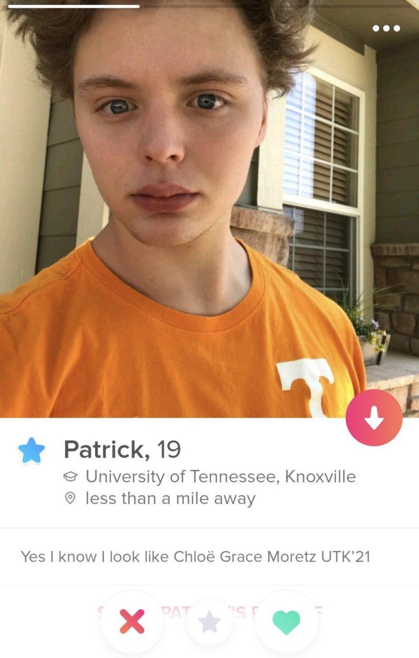 eee Patrick, 19 University of Tennessee, Knoxville less than a mile away Yes know look like Chloé Grace Moretz UTK’21