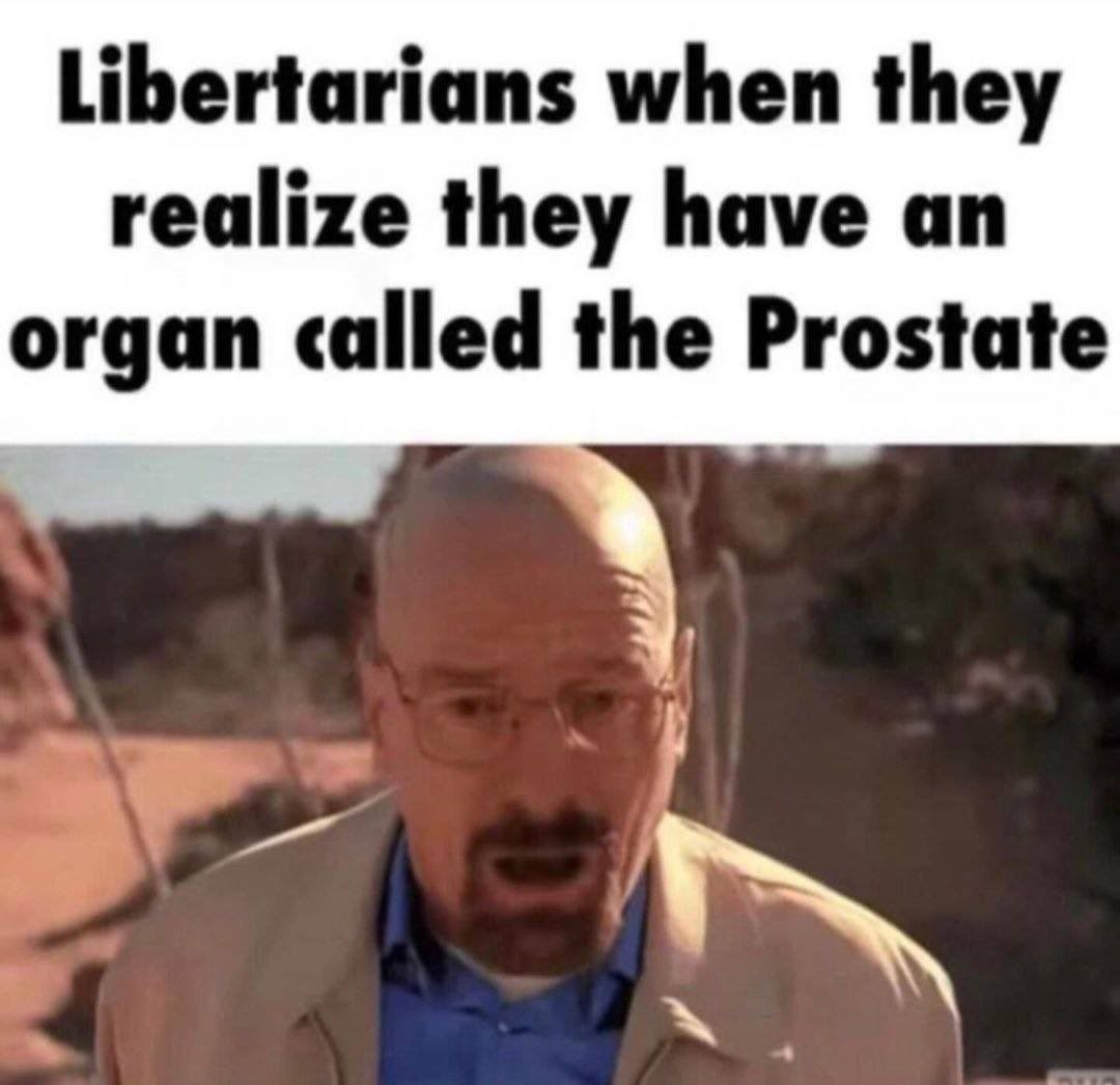 Libertarians when they realize they have an organ called the Prostate 4