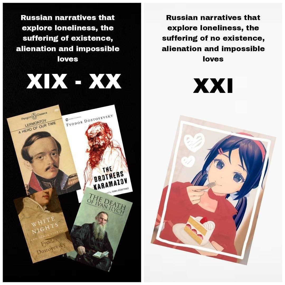Russian narratives that Russian narratives that explore loneliness, the explore loneliness, the suffering of existence, suffering of no existence, alienation and impossible alienation and impossible l