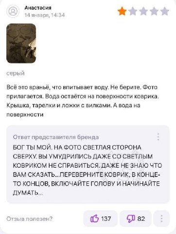 Анастасия 14 января, 14:34 серый Всё это враньё, что впитывает воду. Не берите. Фото прилагается. Вода остаётся на поверхности коврика. Крышка, тарелки и ложки с вилками. А водана поверхности Ответ пр