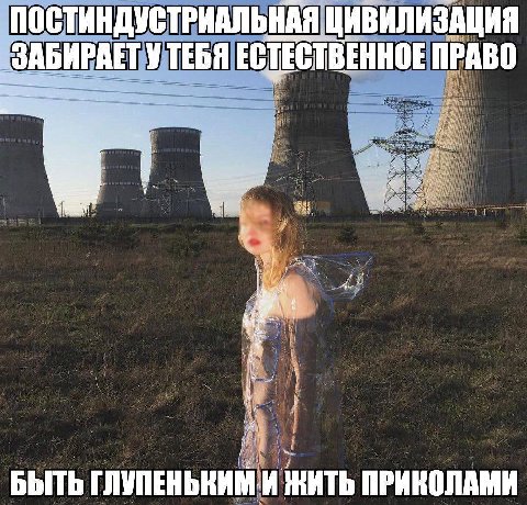 ПОСТИНДУСТРИАЛЬНАЯ ЦИВИЛИЗАЦИЯ ЗАБИРАЕТ УТЕБЯ ЕСТЕСТВЕННОЕ ПРАВО i} БЫТЬ ГЛУПЕНЬКИМ И ЖИТЬ ПРИКОЛАМИ
