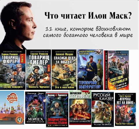 Что читает Илон Mack? 11 книг, коилорые вдохновляюил самого догаилого человека 6 мире АВРАМЕНКО: ИВАКИН ЗА ПОБЕДУ Черчилля! Это и моя ВОРО NOTOB РУССКИИ Сергей Бузинин «ОТПУСКА HET НА ПОБЕДИТЕЛЬ МАГОВ