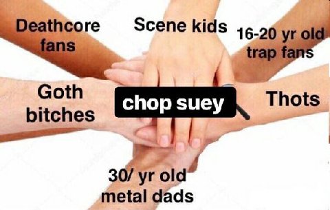 Scene kids Goth Thots bitches a 30/ old metal dads