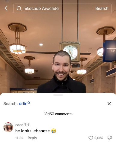 nikocado Avocado Search у DIT Search: orlin® 18,153 comments я coco he looks lebanese 1-24 Reply 2,085