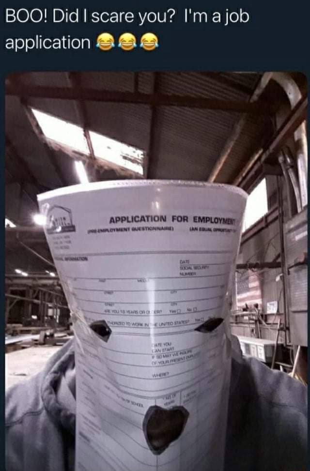 BOO! scare you? I'ma job application РРИСАПОМ РОЯ 4