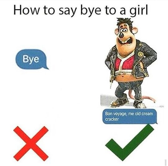 How to say bye to a girl a cracker Bon voyage, me cream