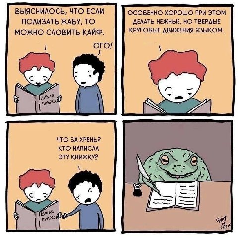 ВЫЯСНИЛОСЬ, ЧТО ЕСЛИ ОСОБЕННО ХОРОШО ПРИ ЭТОМ ПОЛИЗАТЬ ЖАБУ, ТО ДЕЛАТЬ НЕЖНЫЕ, НО ТВЕРДЫЕ МОЖНО СЛОВИТЬ КАЙФ. КРУГОВЫЕ ДВИЖЕНИЯ ЯЗЫКОМ. ОГО! 4 А it A ЧТО ЗА ХРЕНЬ? КТО НАПИСАЛ ЭТУ КНИЖКУ? 9 у в ЧЕ